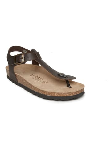 Mandel Leder-Zehensandalen in Braun