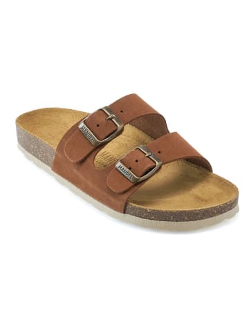Mandel Leren slippers bruin