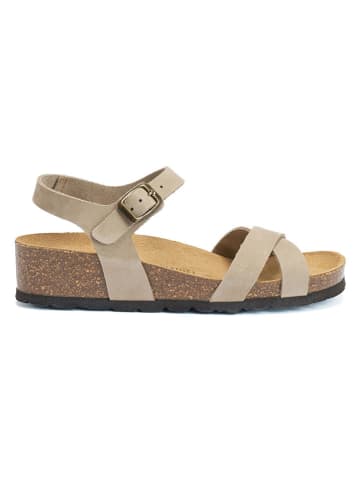 Mandel Leder-Sandalen in Taupe