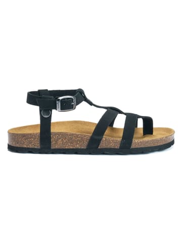Mandel Leren teensandalen zwart