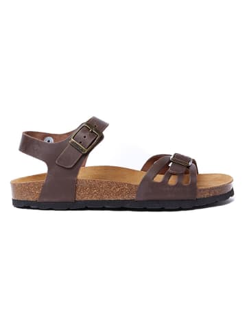 Mandel Leder-Sandalen in Braun