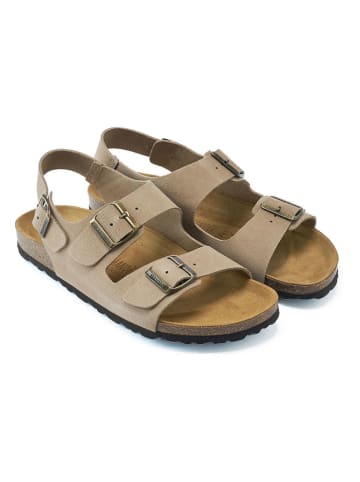 Mandel Leder-Sandalen in Taupe