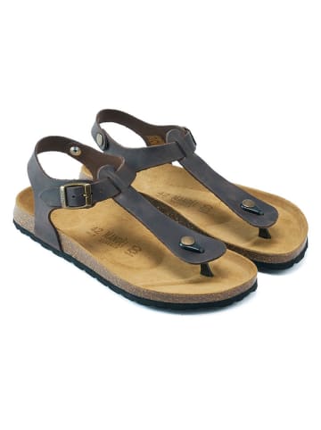 Mandel Leder-Zehensandalen in Braun