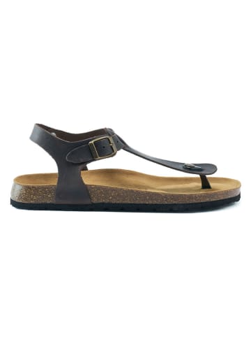 Mandel Leder-Zehensandalen in Braun