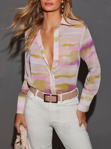 Milan Kiss Bluse in Weiß/ Lila/ Grün