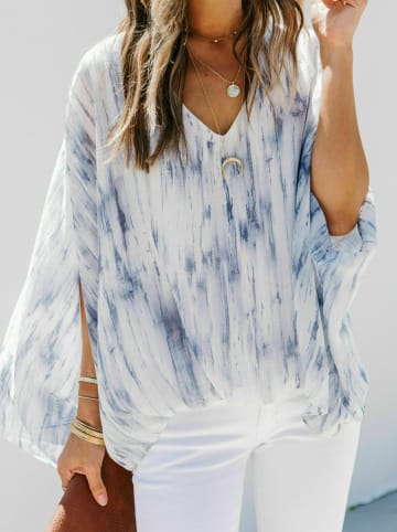 Milan Kiss Bluse in Weiß/ Blau