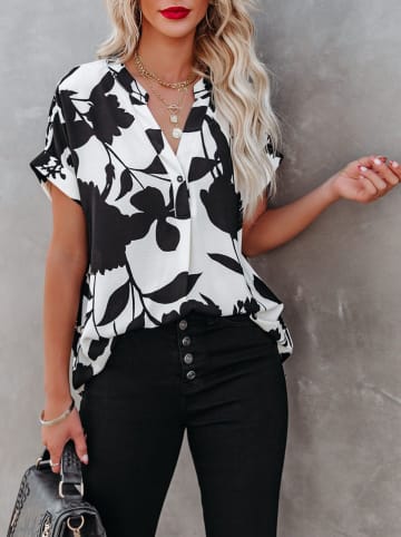 Milan Kiss Bluse in Weiß/ Schwarz