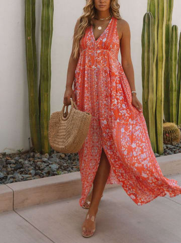 Milan Kiss Kleid in Orange/ Flieder