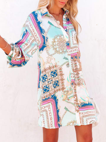 Milan Kiss Jurk wit/blauw/roze