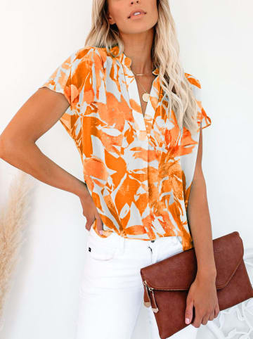 Milan Kiss Blouse oranje/wit