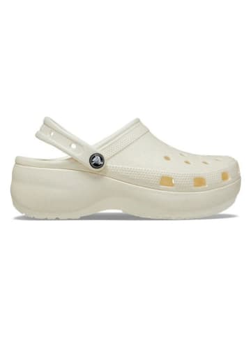 Crocs Chodaki "Classic Platform Glitter" w kolorze kremowym