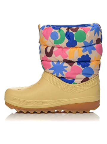 Crocs Kozaki zimowe "Classic NeoPuff" w kolorze żółte ze wzorem