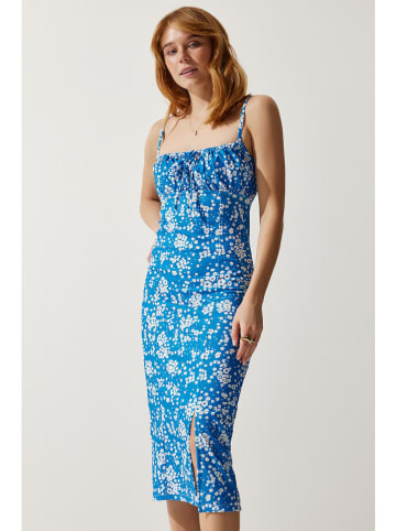 Happiness Istanbul Kleid in Blau/ Weiß