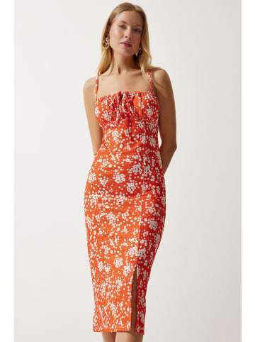 Happiness Istanbul Kleid in Orange/ Weiß