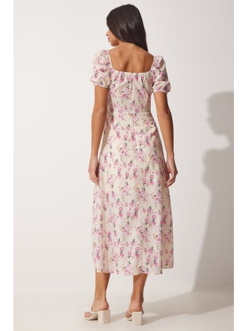 Happiness Istanbul Kleid in Creme/ Rosa