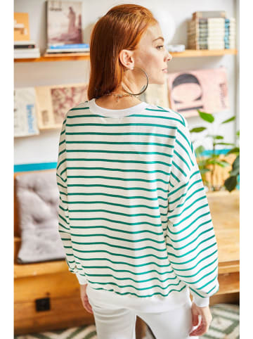 Olalook Sweatshirt in Weiß/ Grün