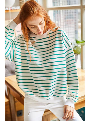 Olalook Sweatshirt in Weiß/ Grün