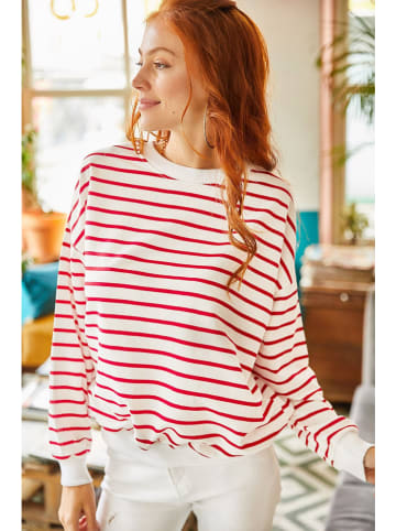 Olalook Sweatshirt in Weiß/ Rot