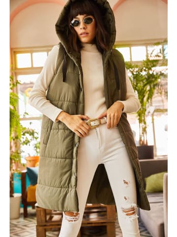 Olalook Doorgestikte bodywarmer kaki