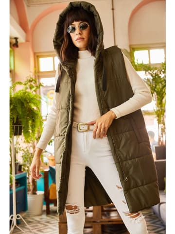 Olalook Doorgestikte bodywarmer kaki