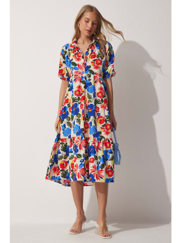 Happiness Istanbul Jurk crème/blauw/rood
