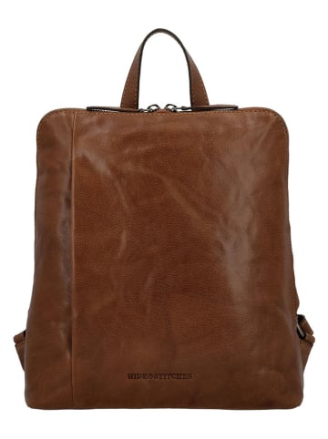 HIDE & STITCHES Leder-Rucksack in Hellbraun - (B)27 x (H)29 x (T)9 cm