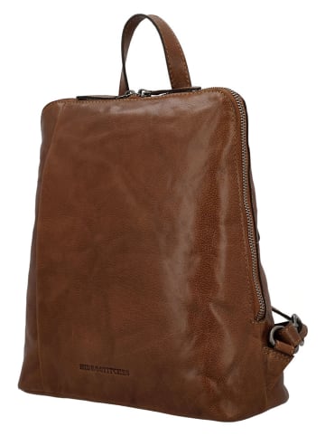 HIDE & STITCHES Leder-Rucksack in Hellbraun - (B)27 x (H)29 x (T)9 cm