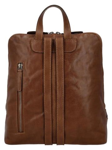 HIDE & STITCHES Leder-Rucksack in Hellbraun - (B)27 x (H)29 x (T)9 cm