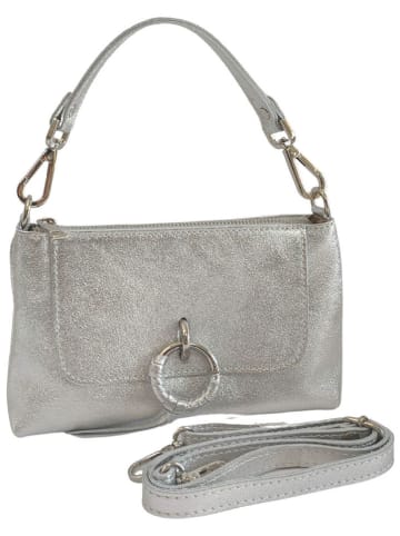 Florence Bags Skórzana torebka "Embros" w kolorze srebrnym - 23 x 15 x 6 cm