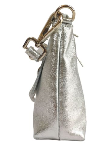 Florence Bags Leder-Schultertasche "Embros" in Silber - (B)23 x (H)15 x (T)6 cm