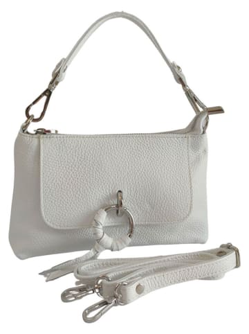 Florence Bags Leder-Schultertasche "Embros" in Weiß - (B)23 x (H)15 x (T)6 cm