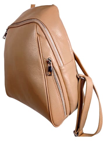 Florence Bags Skórzany plecak "Lacona" w kolorze beżowym - 34 x 28 x 16 cm