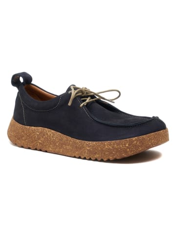 Comfortfusse Leder-Schnürschuhe in Dunkelblau