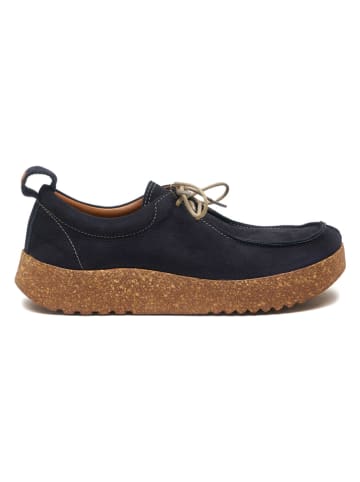 Comfortfusse Leder-Schnürschuhe in Dunkelblau