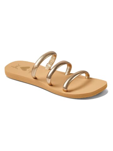 Reef Pantoletten in Beige/ Gold
