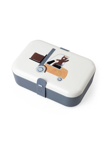 Sebra Lunchbox "Busy Builders" in Weiß/ Dunkelblau - (L)19 x (B)13 x (H)7 cm