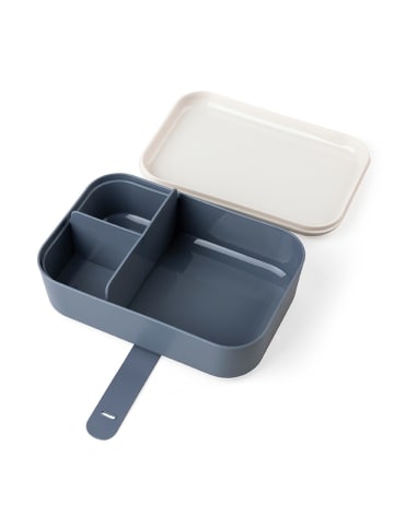 Sebra Lunchbox "Busy Builders" in Weiß/ Dunkelblau - (L)19 x (B)13 x (H)7 cm