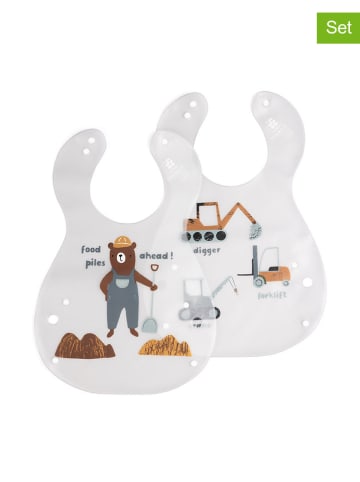 Sebra Śliniaczki (2 szt.) "Busy Builders" w kolorze białym ze wzorem