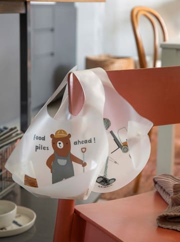 Sebra 2-delige set: slabbetjes "Busy Builders" wit/meerkleurig