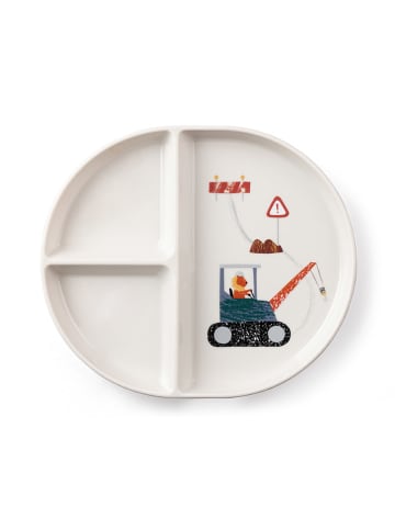 Sebra Teller "Busy Builders" in Creme/ Bunt