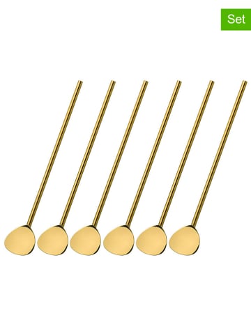 Cilio 6er-Set: Cocktaillöffel mit Trinkhalm in Gold - (L)20 cm