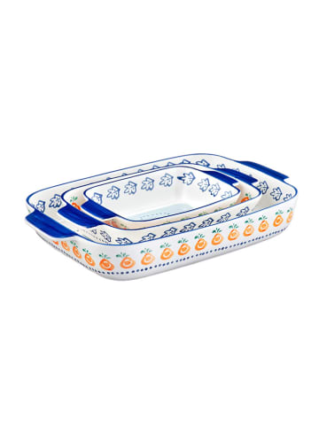 Björn 3er-Set: Auflaufformen "Napoli" in Weiß/ Blau/ Orange