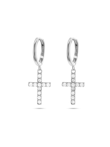 Les Favorites Silber-Creolen mit Edelsteinen
