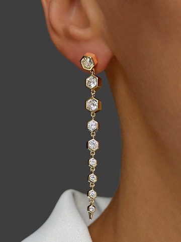 DI GIORGIO Pozłacane kolczyki-wkrętki z cyrkoniami