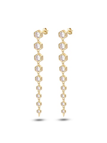 DI GIORGIO Pozłacane kolczyki-wkrętki z cyrkoniami