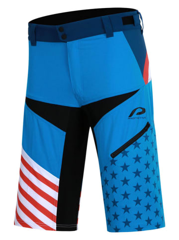 Protective Fietsshort "Meteor" blauw/rood/zwart