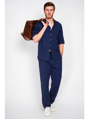 Secret du Lin Linnen blouse donkerblauw