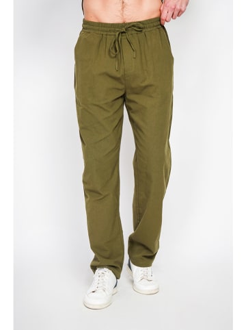 Secret du Lin Lniane spodnie w kolorze khaki
