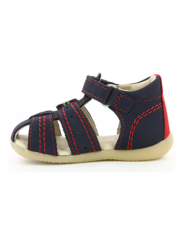 Kickers Leder-Halbsandalen "Bigbazar-2" in Dunkelblau/ Rot