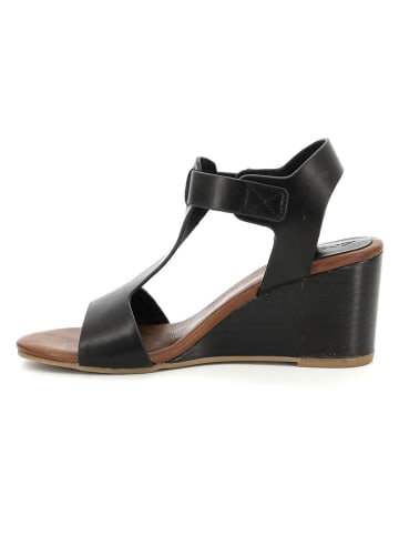 Kickers Leder-Keilsandalen "Noir" in Schwarz/Hellbraun
